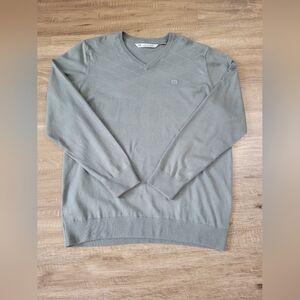 Travis Mathew Mens Preown Sweater Size XL Gray V-Neck Long Sleeve Pullover Golf